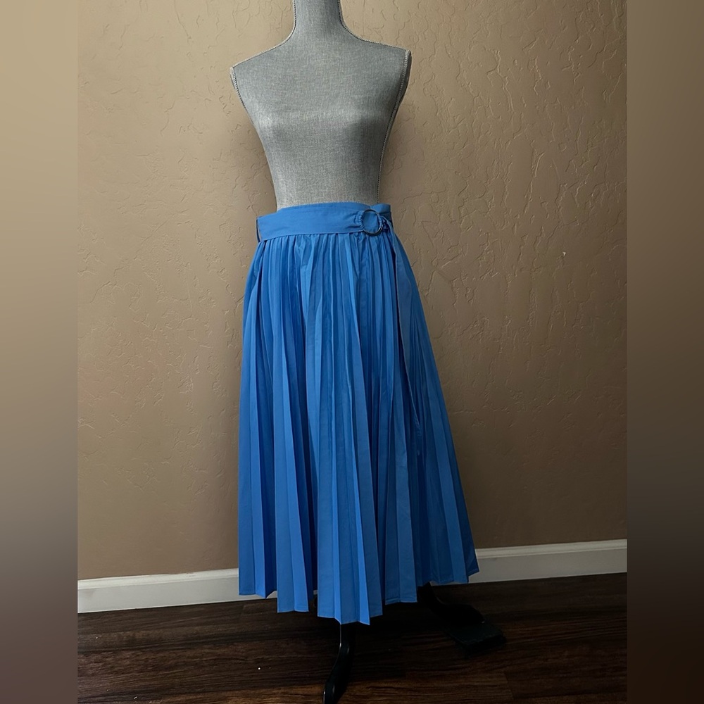 Free Assembly Sunburst Pleated Maxi Skirt – Cornflower Blue (Size M)